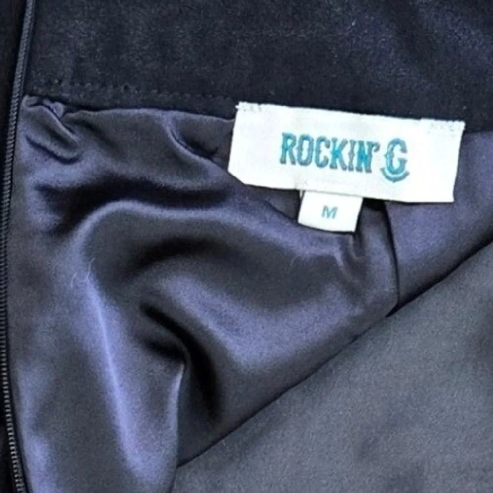 Rockin C Black‎ Tribal Mini Skirt Embroidered 2010s M 15x17 Trendy Aesthetic